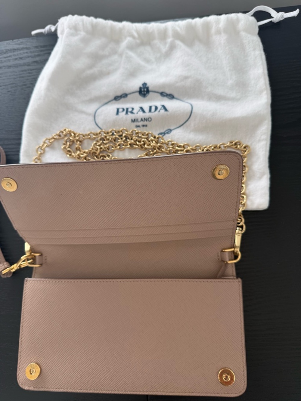 Prada Blush Pink Crossbody with Gold Chain Strap - Picture 3 of 14